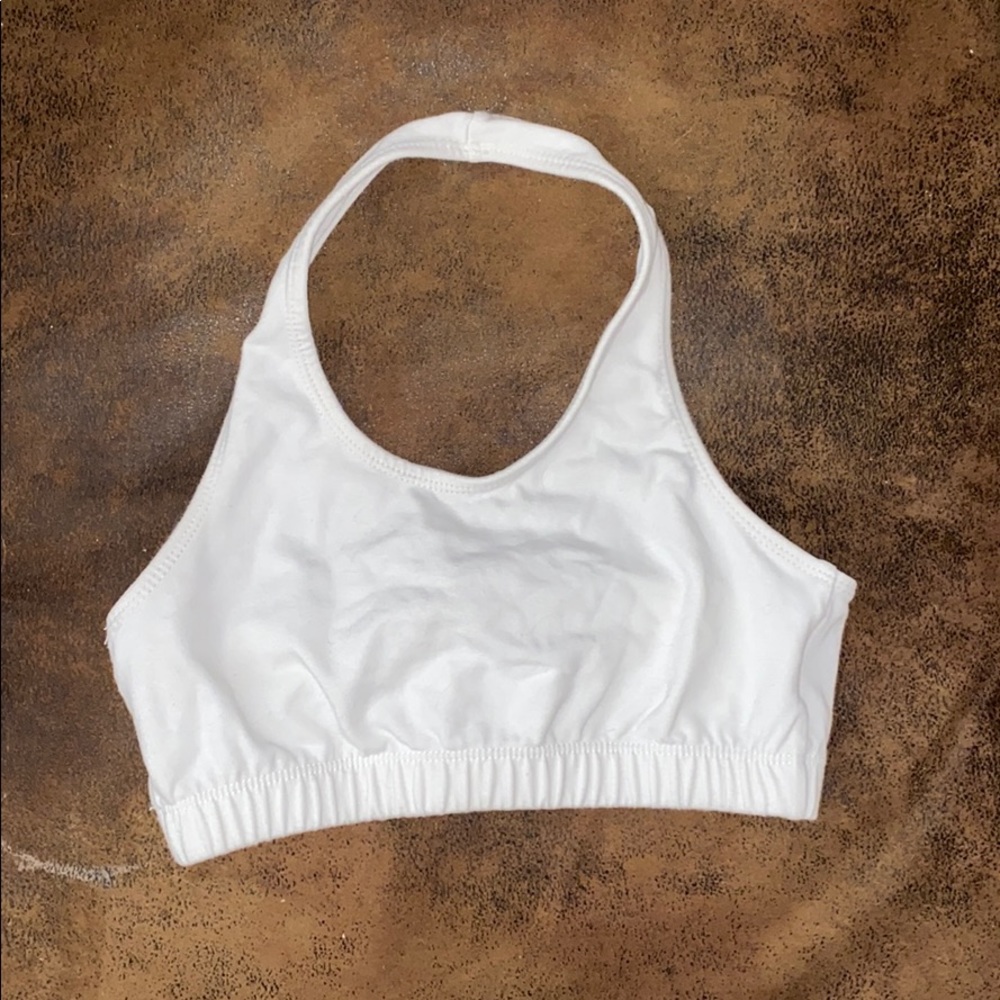 White halter sports bra